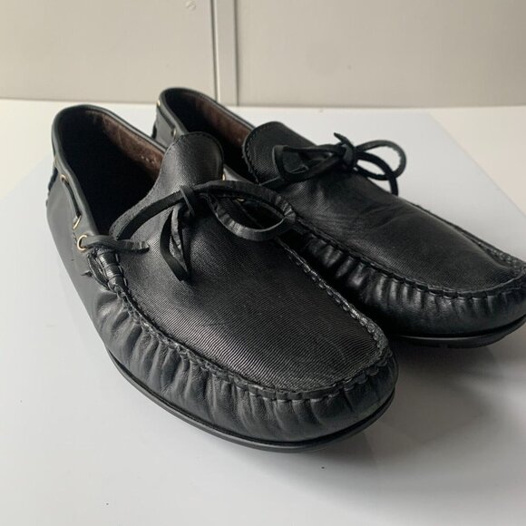 Made‎ ITALY BACCO BUCCI Muse Black Leather Bow Loafers Driver Shoes Men's Sz 11 - Picture 6 of 12